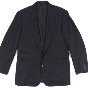 Tom James Suit Jacket Blazer Black Pinstripe 43R